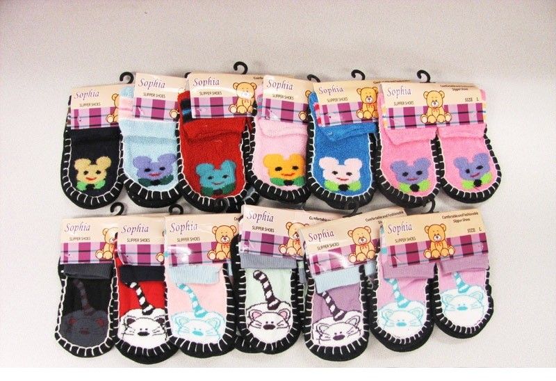 Wholesale Footwear Girls Printed Slipper Socks