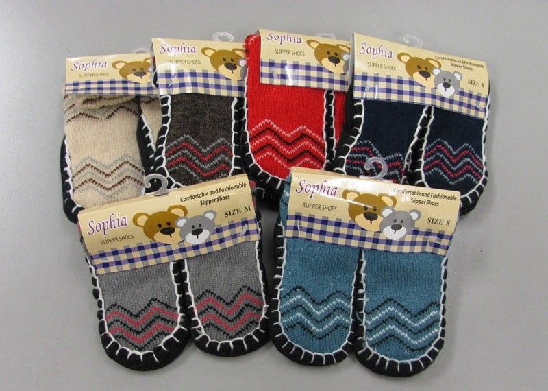 Wholesale Footwear Girls Tribal Printed Slipper Socks With Rubber Sole