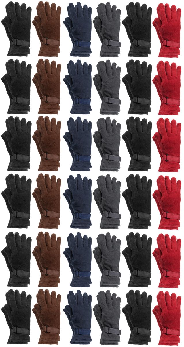 Wholesale Footwear Yacht & Smith Men's Assorted Colors Fleece Gloves