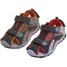 Wholesale Footwear Boy's Pu. Leather Upper Multi Color Velcro Sandals
