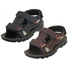 Wholesale Footwear Boy's Soft Man Made Leather Upper Velcro Sandals
