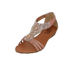 Wholesale Footwear Women's Rhinestone Sandals In Rose Gold Sizes 6-11