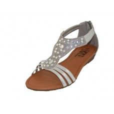 Wholesale Footwear Women's Rhinestone Sandals In Silver Sizes 6-11
