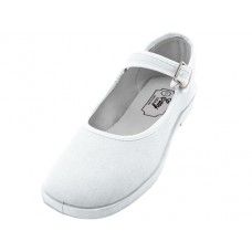 Wholesale Footwear Girl's Cotton Upper Mary Janes Canvas Shoe White Color Only