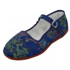 Wholesale Footwear Youth's Satin Brocade Upper Classic Mary Jane Shoes In Navy