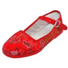 Wholesale Footwear Youth's Satin Brocade Upper Classic Mary Jane Shoes In Red