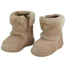 Wholesale Footwear Youth's Winter Boots With Faux Fur Lining And Side Zipper In Beige
