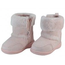 Wholesale Footwear Youth's Winter Boots With Faux Fur Lining And Side Zipper In Pink