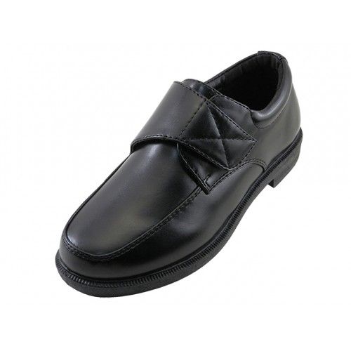 Wholesale Footwear Boy's Pu Upper  Touch Closure Slip On Dress Shoes & School Shoes In Black