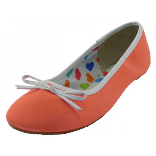 Wholesale Footwear Women's Satin Ballet Flats ( *neon Orange )