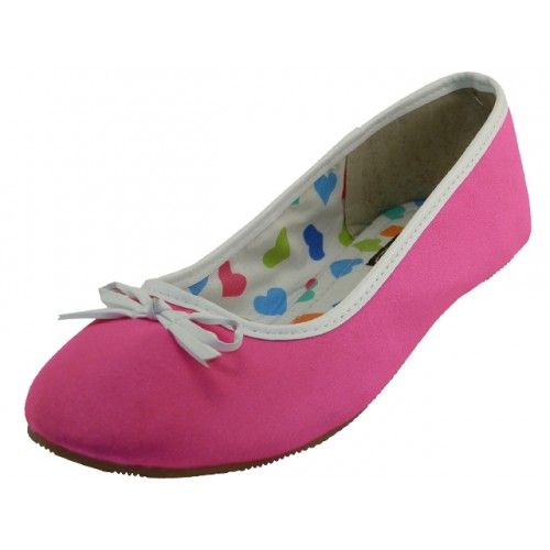 Wholesale Footwear Women's Satin Ballet Flat Shoes In Fuchsia