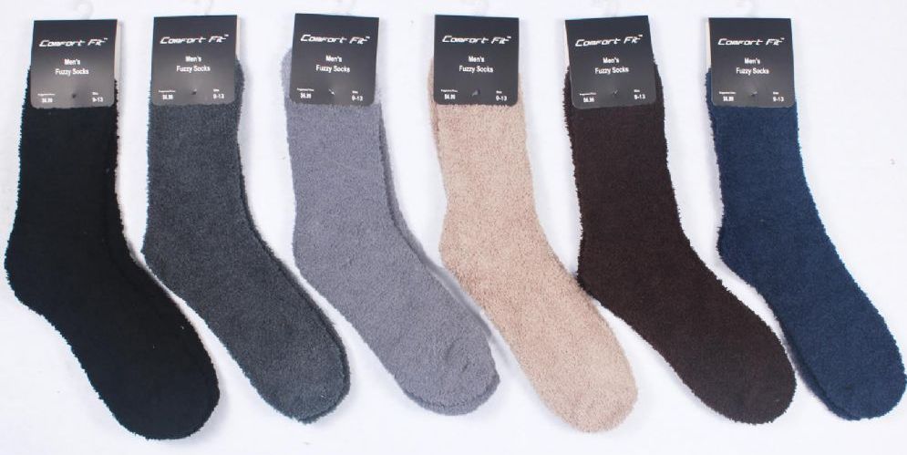 Wholesale Footwear Mens Solid Color Fuzzy Socks