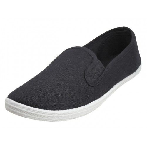 Wholesale Footwear Children's Slip On Twin Gore Canvas Shoes *black Upper With White Sole ( *black Color )