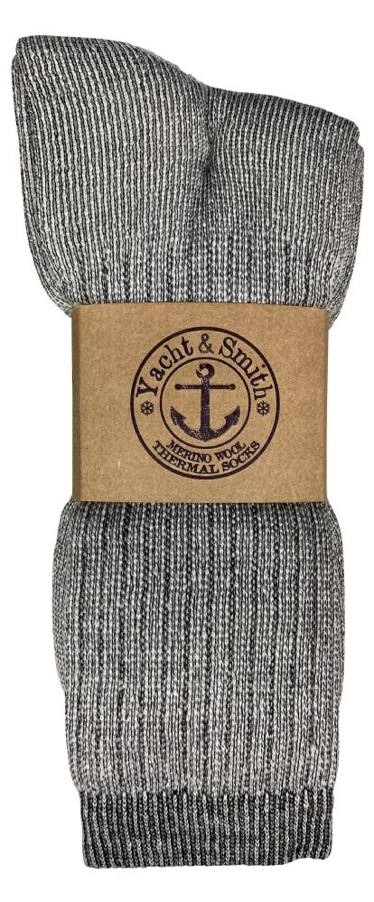 Wholesale Footwear Yacht & Smith Men's Merino Wool Thermal Socks Heather Grey Size 10-13