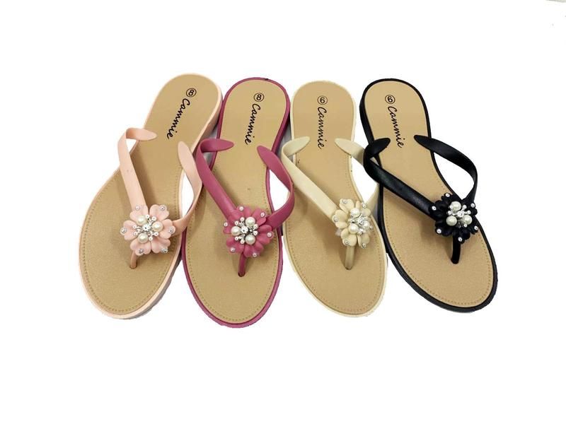 Wholesale Footwear Women Flip Flops With Glittering Flower