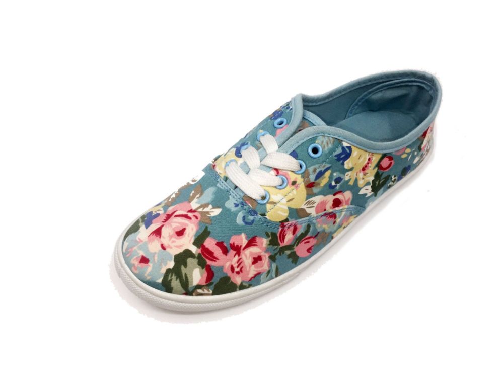 floral canvas trainers