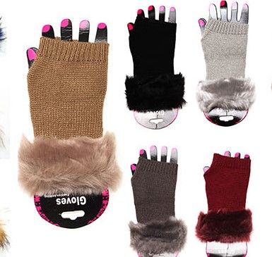 Wholesale Footwear Winter Fingerless Glove With Faux Fur Soft Soft Cuff Warmer