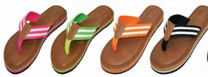 Wholesale Footwear Women Beach Sandals Striped Thong Flip Flops