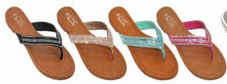 Wholesale Footwear Womens Rhinestone Flip Flops Beach Flat Thong Sandals