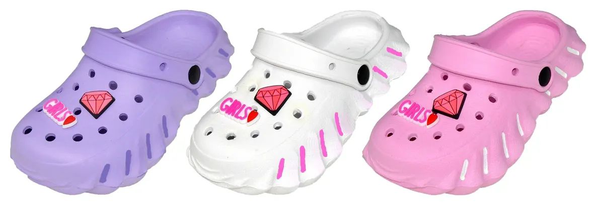 Wholesale Footwear Assorted Girls Jewel Clogs with Charms
