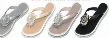 Wholesale Footwear Womens Flat Sandals Flower Embellished