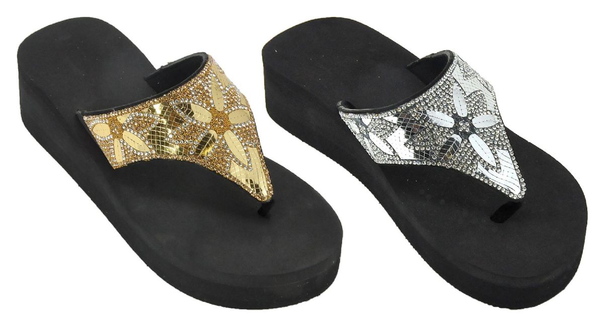 Wholesale Footwear Womens Beach Flip Flops With Flower Ornament