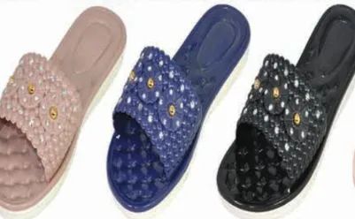 Wholesale Footwear Womens Slides Rhinestone Glitter Slip On Footbed Platform Sandals