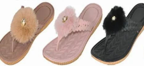 Wholesale Footwear Womens Beach Flip Flops With Flower Ornament 