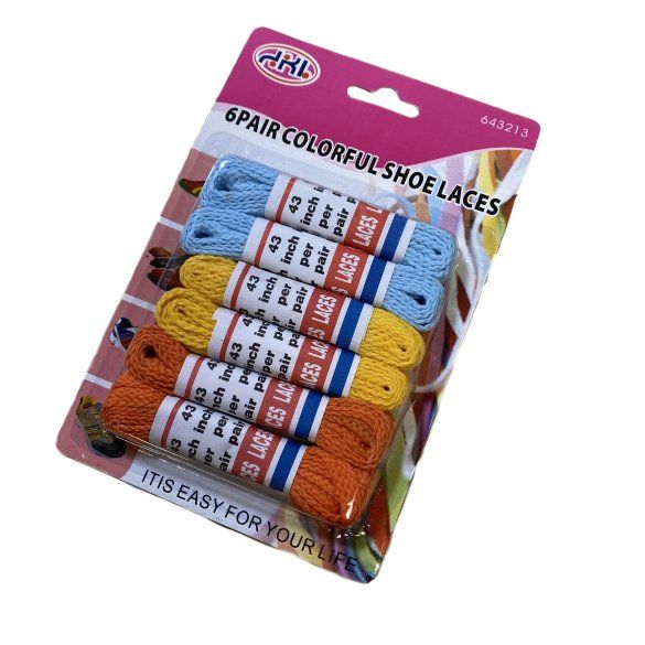 Wholesale Footwear Six Pair Colorful Shoe Lace Flat