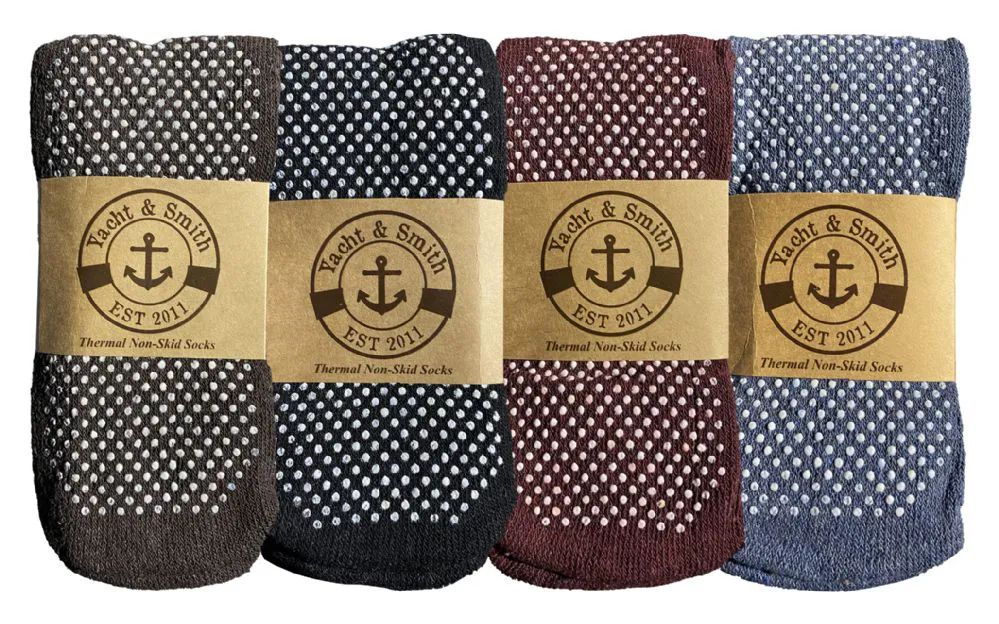 Wholesale Footwear Yacht & Smith Men's Thermal Non Slip Gripper Bottom Tube Socks