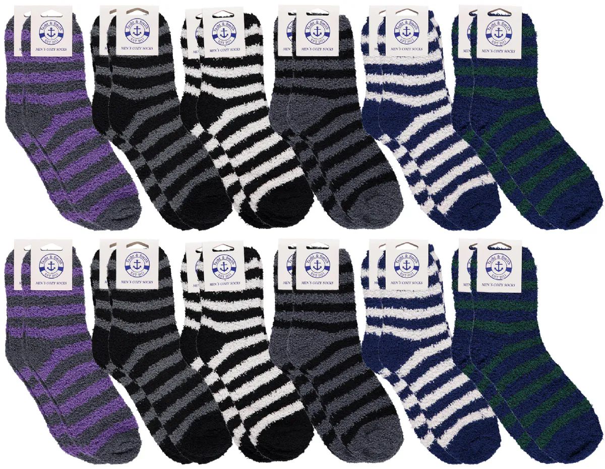 Wholesale Footwear Yacht & Smith Men's Assorted Colored Warm & Cozy Fuzzy Socks