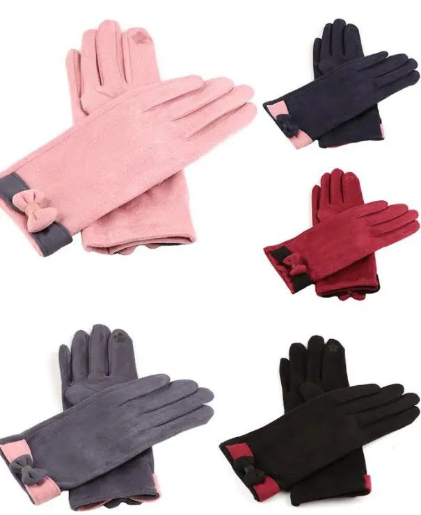 Wholesale Footwear Women Suede Like Winter Glove With Bow Design
