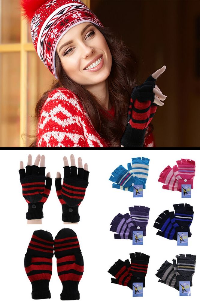Wholesale Footwear Colorful Knit Convertible Mittens