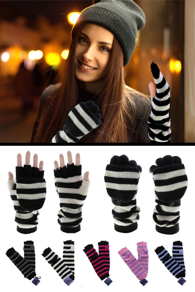 Wholesale Footwear Extra Long Knit Convertible Mittens