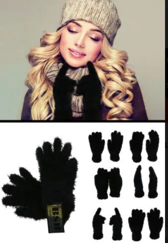 Wholesale Footwear Fuzzy Black Fashion Gloves