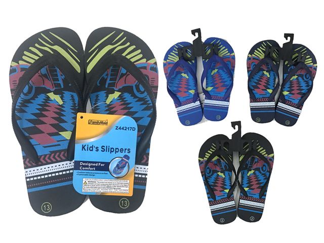 Wholesale Footwear Boy's Slippers Flip Flops 3asst Colors