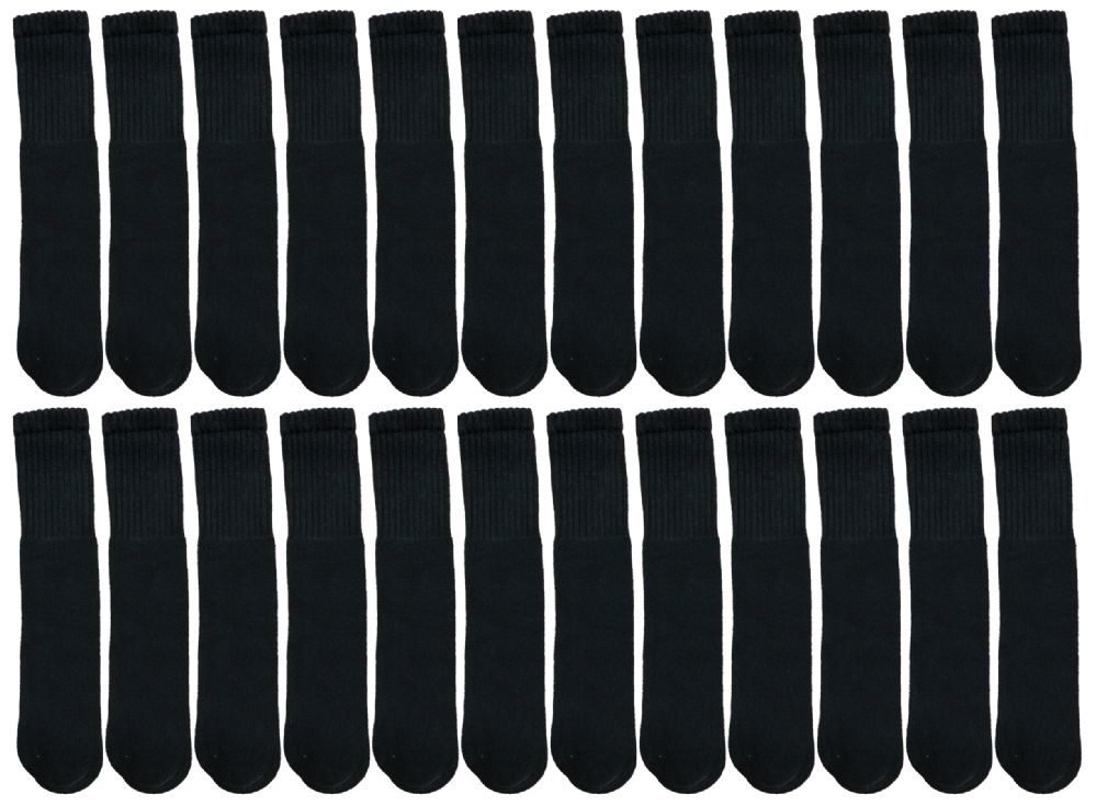 Wholesale Footwear Yacht & Smith Kids Black Solid Tube Socks Size 4-6 Bulk Pack