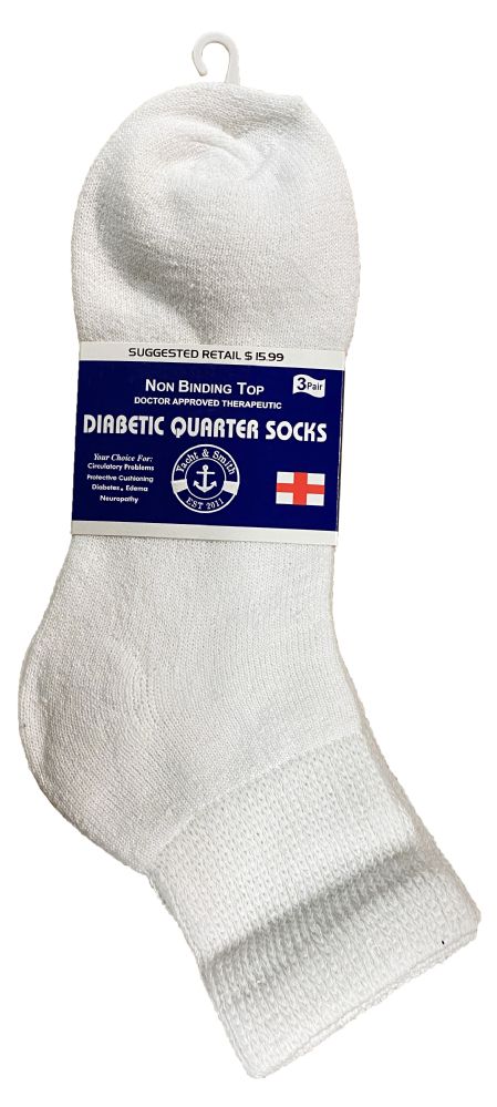 Wholesale Footwear Yacht & Smith Women's Diabetic Cotton Ankle Socks Soft NoN-Binding Comfort Socks Size 9-11 White Bulk Pack