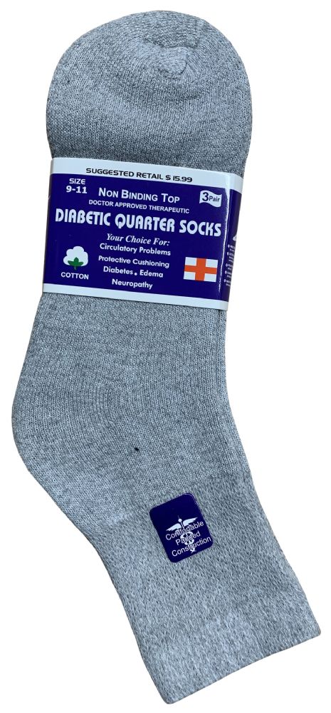 Wholesale Footwear Yacht & Smith Women's Diabetic Cotton Ankle Socks Soft NoN-Binding Comfort Socks Size 9-11 Gray Bulk Pack