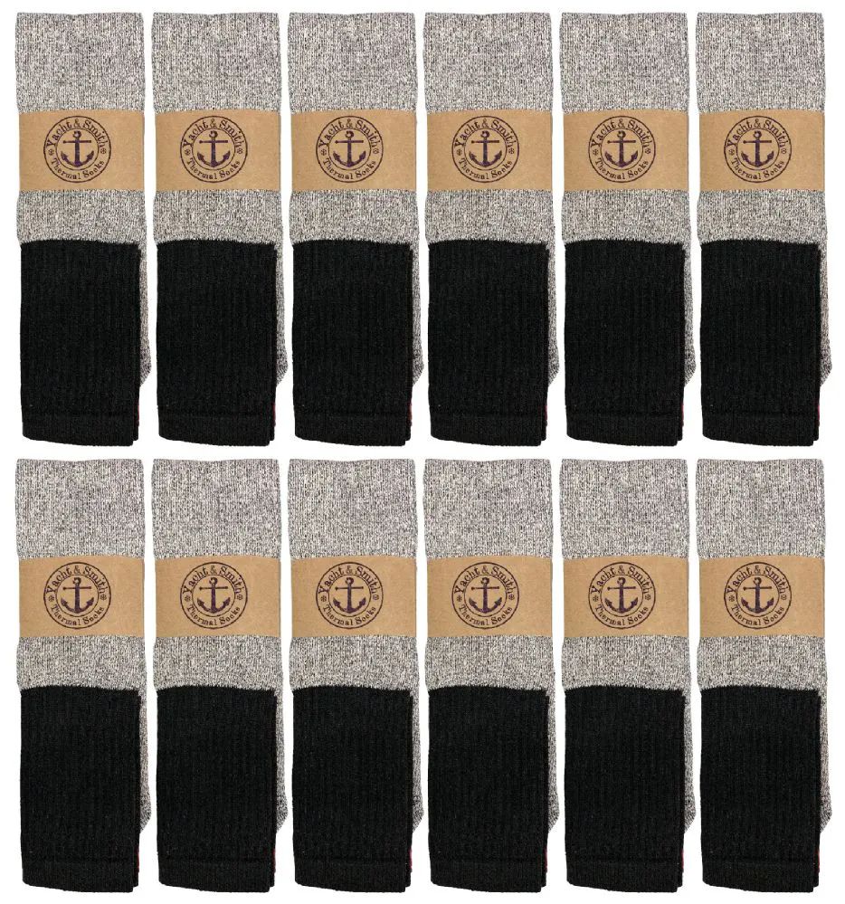 Wholesale Footwear Yacht & Smith Mens Cotton Thermal Tube Socks, Cold Weather Boot Sock Shoe Size 8-12