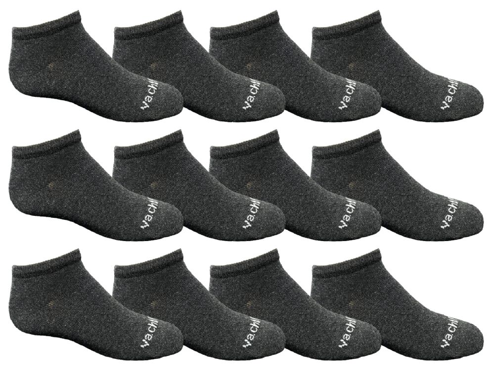 Wholesale Footwear Yacht & Smith Kids Unisex 97% Cotton Low Cut No Show Loafer Socks Size 6-8 Solid Gray