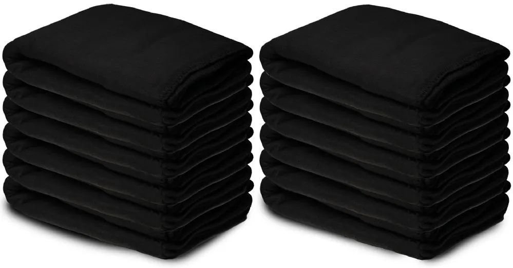 Wholesale Footwear Yacht & Smith 50x60 Warm Heavy Duty Fleece Blanket, Soft Warm Compact Travel Blanket Solid Black