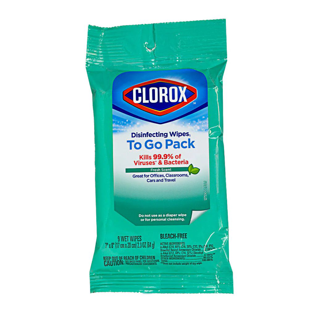 Wholesale Footwear Travel Size Clorox Disinfecting Wipes - Pack of 9