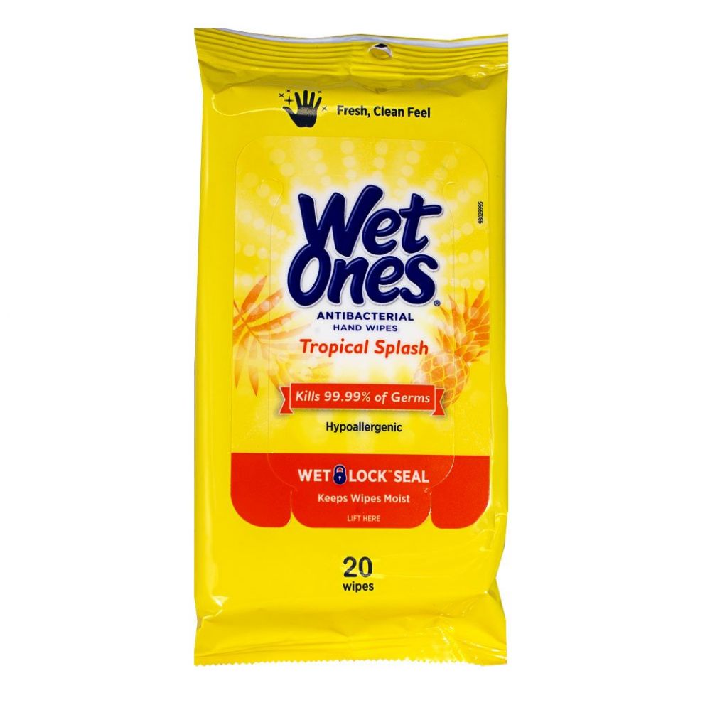 Wholesale Footwear Wet Ones Tropical Splash Antibacterial Wipes - Pack Of 20