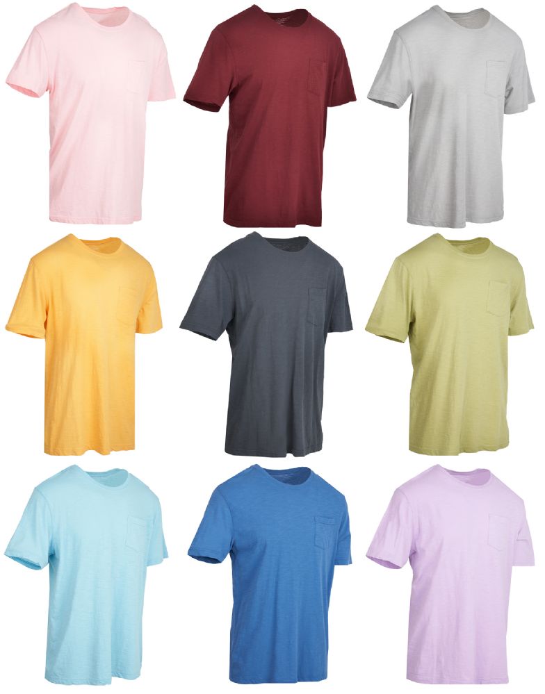 Wholesale Footwear Yacht & Smith Mens Assorted Color Slub T Shirt With Pocket - Size M