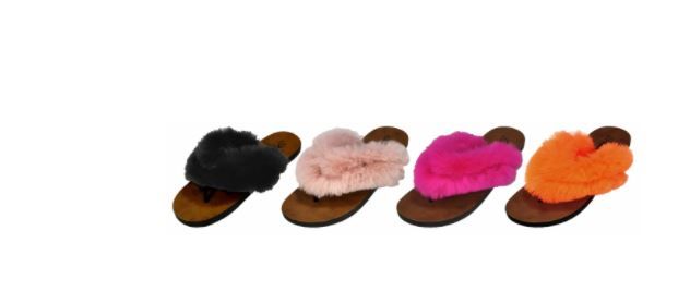Wholesale Footwear Women's Fur Strap Flip Flop
