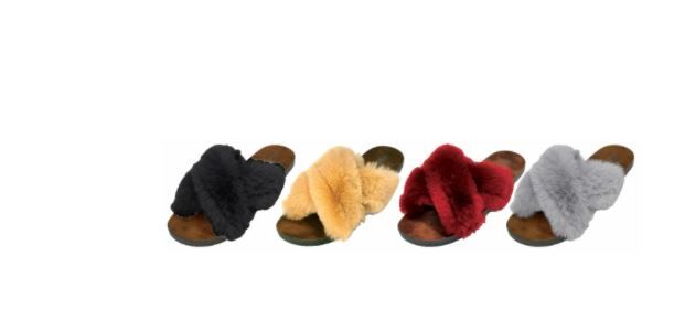 Wholesale Footwear Women's Fur Strap Slipper