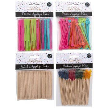 Wholesale Footwear Party Pick Asst 4styles Plastic & Wood On 12pc Mdsg Strip/pbh70/80/100/200 Pcs