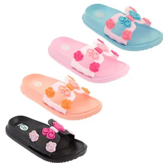 Wholesale Footwear Girl's Floral Slide Assorted