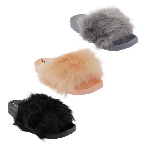 Wholesale Footwear Women's Long Fur Slide Assorted